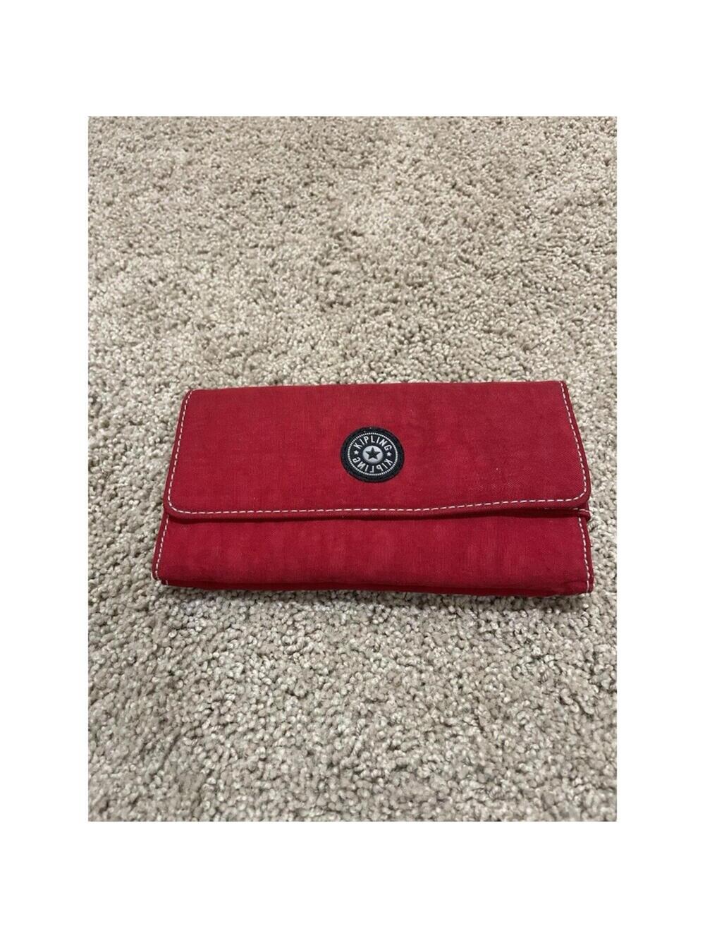 Kipling Money Land Snap Wallet RFID Protection Multiple Compartments Red